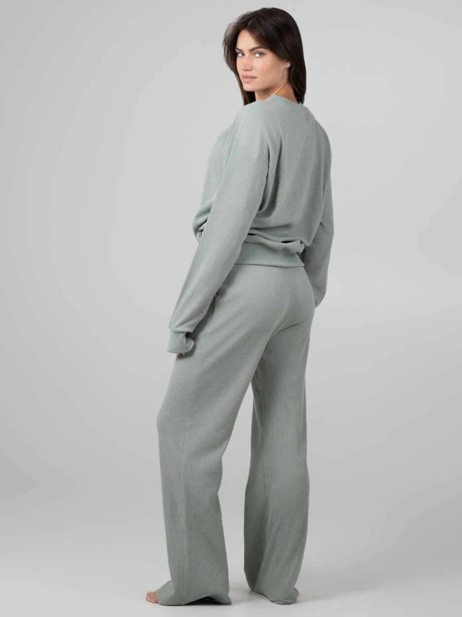 Sage Green Waffle Lounge Relaxed Sweatpants