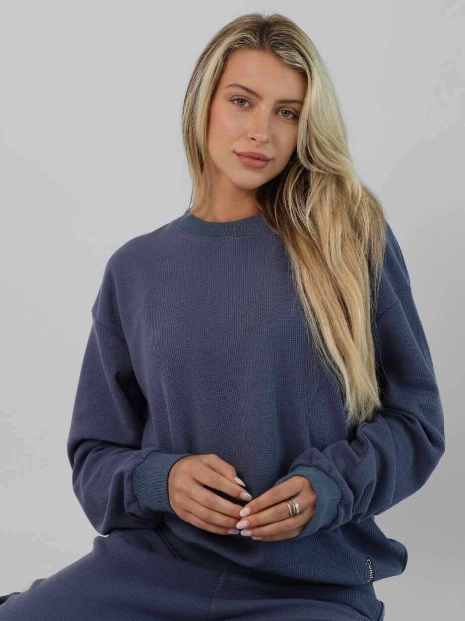 Stone Blue Waffle Lounge Long Sleeve